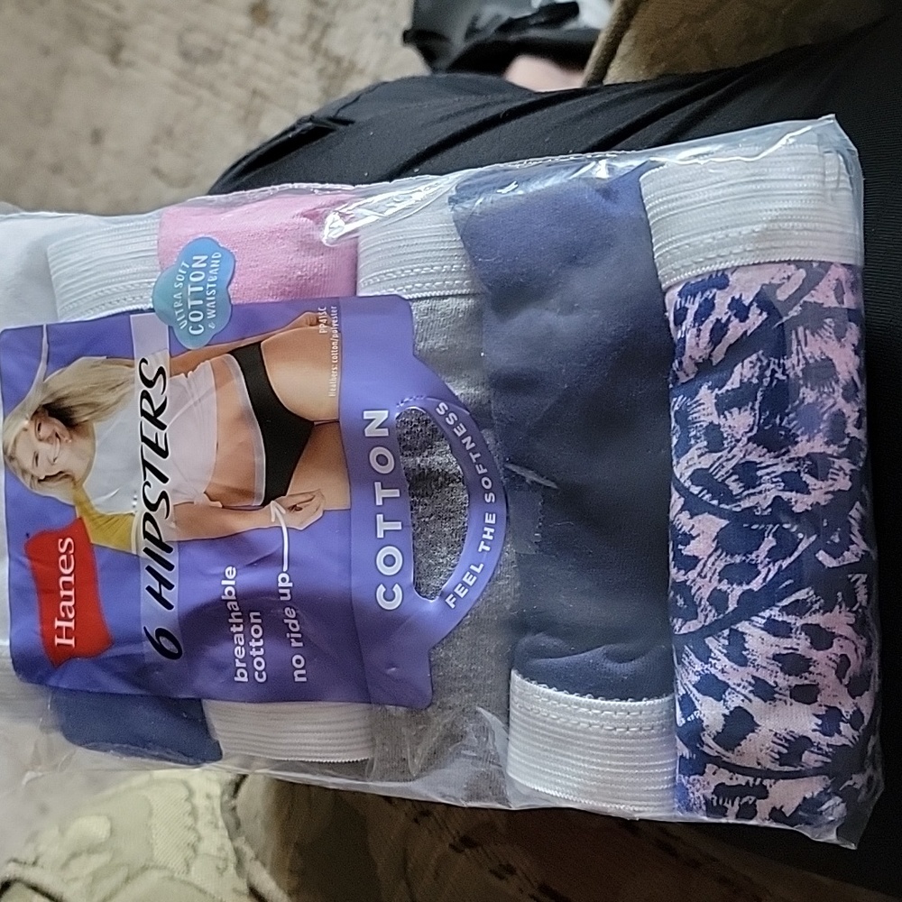 Hanes Cotton Hipster Panties - Plus Size-Multi Color- 6 Pair-New In Package